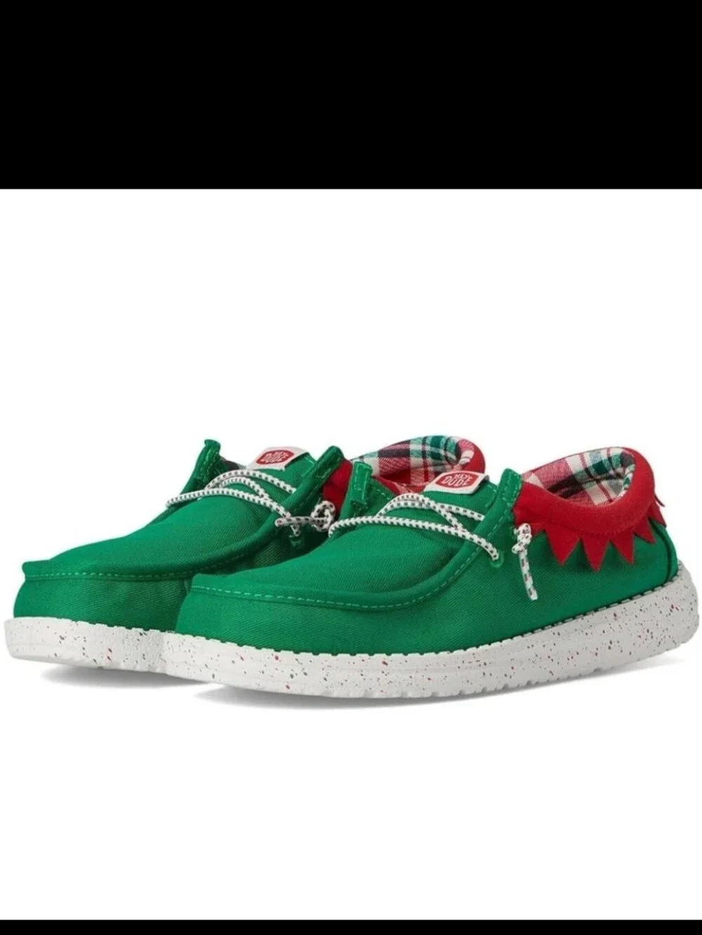 Hey Dude Youth Wally Holiday Elf Kids Christmas Slip On Shoes